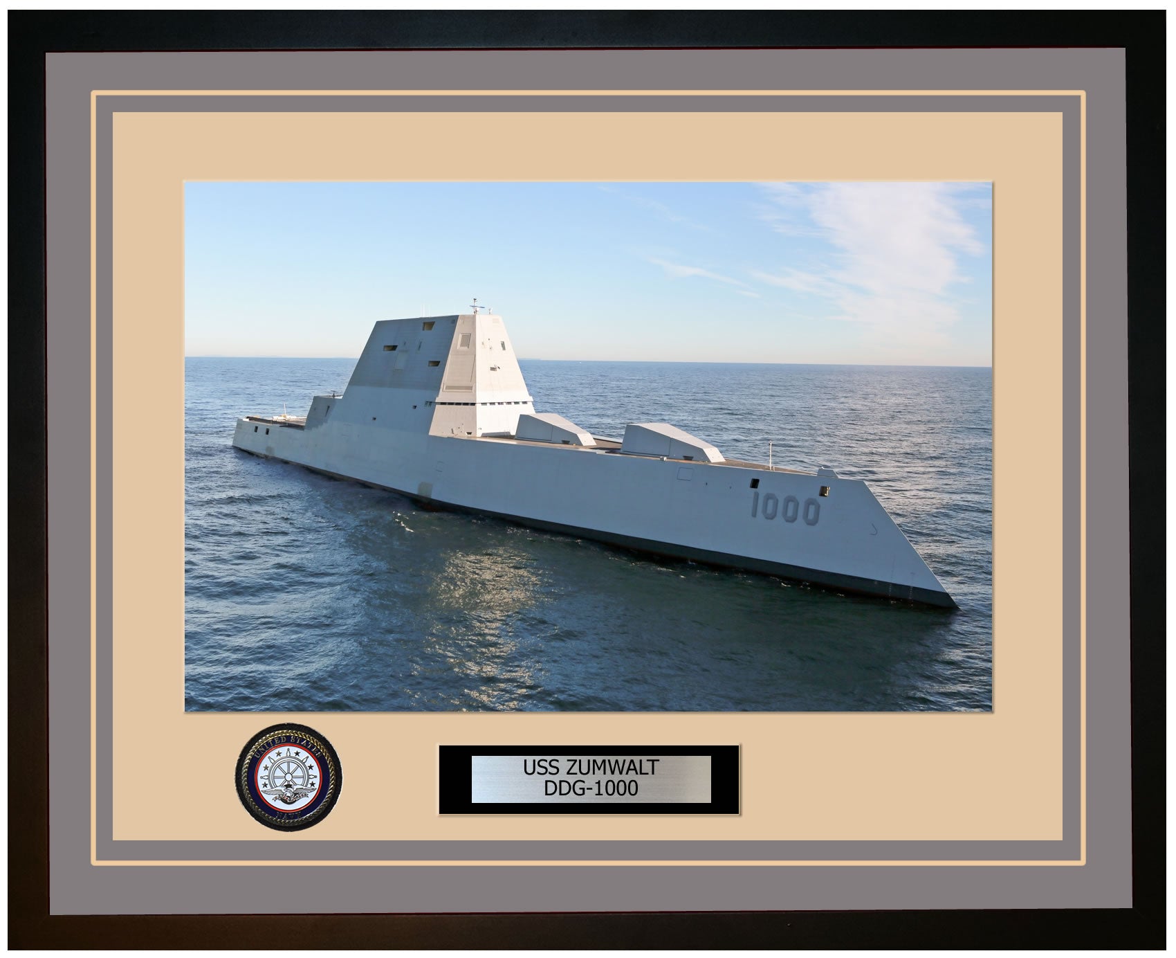 USS ZUMWALT DDG-1000 Framed Navy Ship Photo Grey