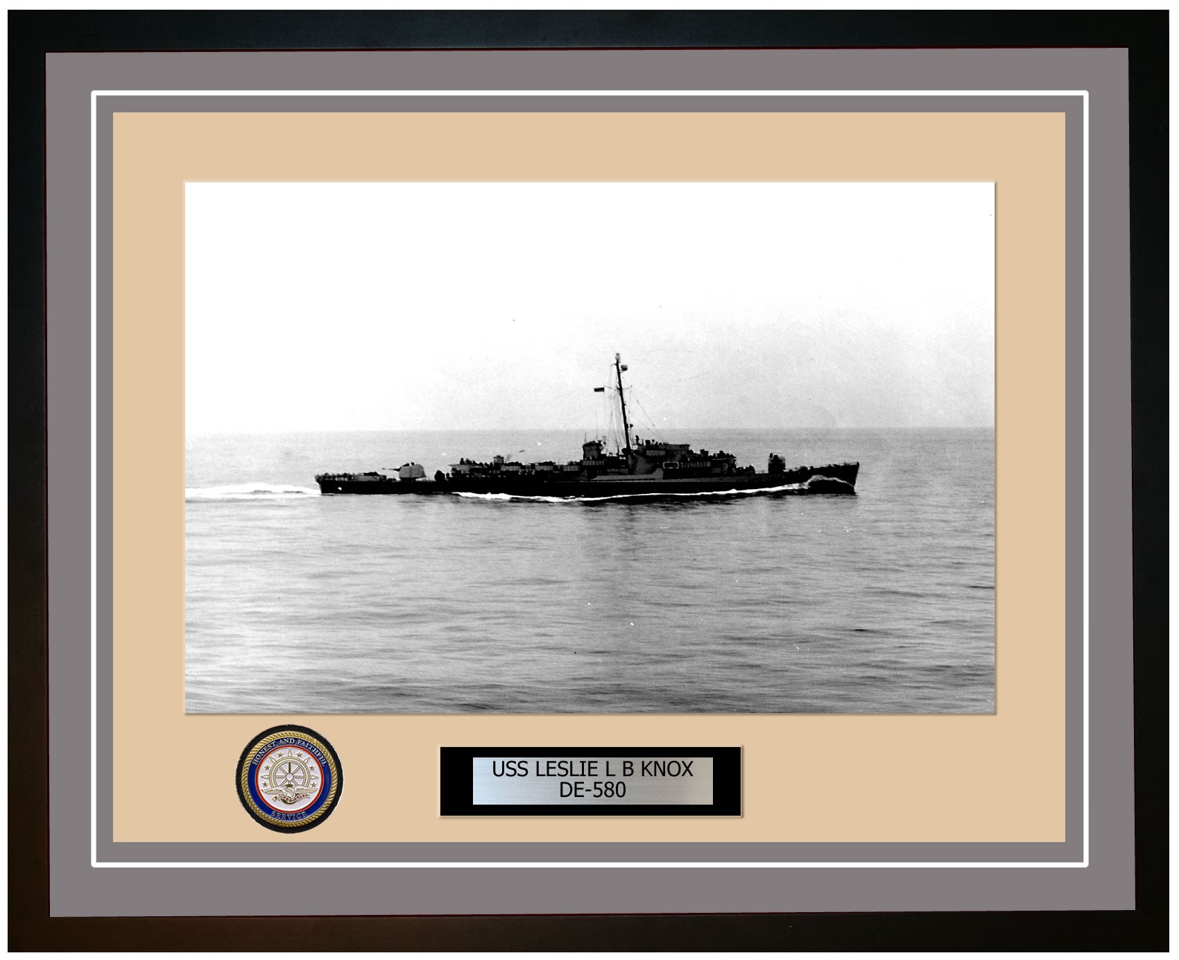 USS Leslie L B Knox DE-580 Framed Navy Ship Photo Grey