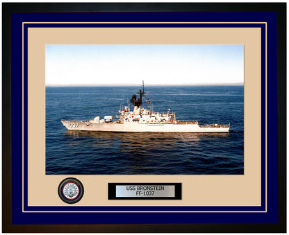 USS BRONSTEIN FF-1037 Framed Navy Ship Photo Blue