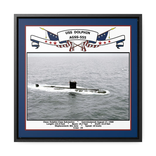USS Dolphin AGSS-555 Navy Floating Frame Photo Front View