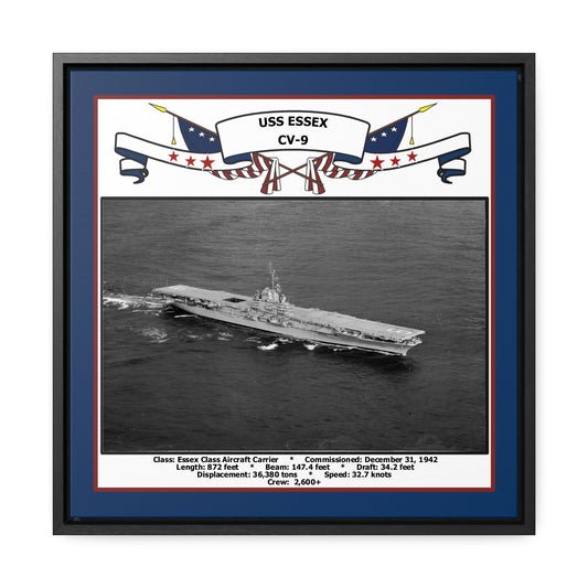 USS Essex CV-9 Navy Floating Frame Photo Front View