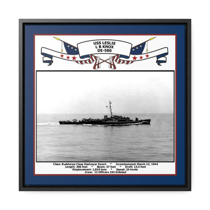 USS Leslie L B Knox DE-580 Navy Floating Frame Photo Front View