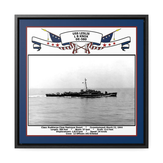 USS Leslie L B Knox DE-580 Navy Floating Frame Photo Front View