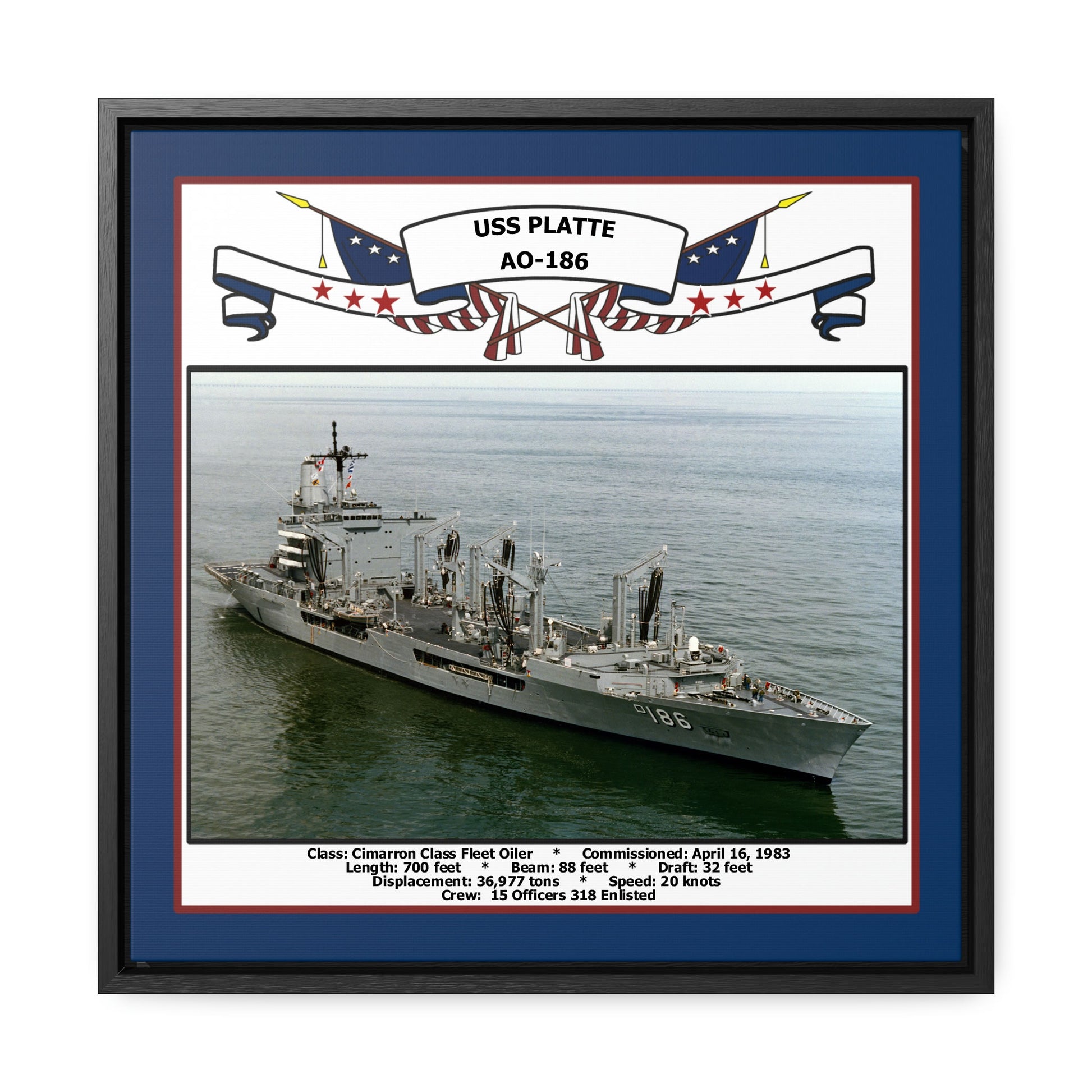 USS Platte AO-186 Navy Floating Frame Photo Front View