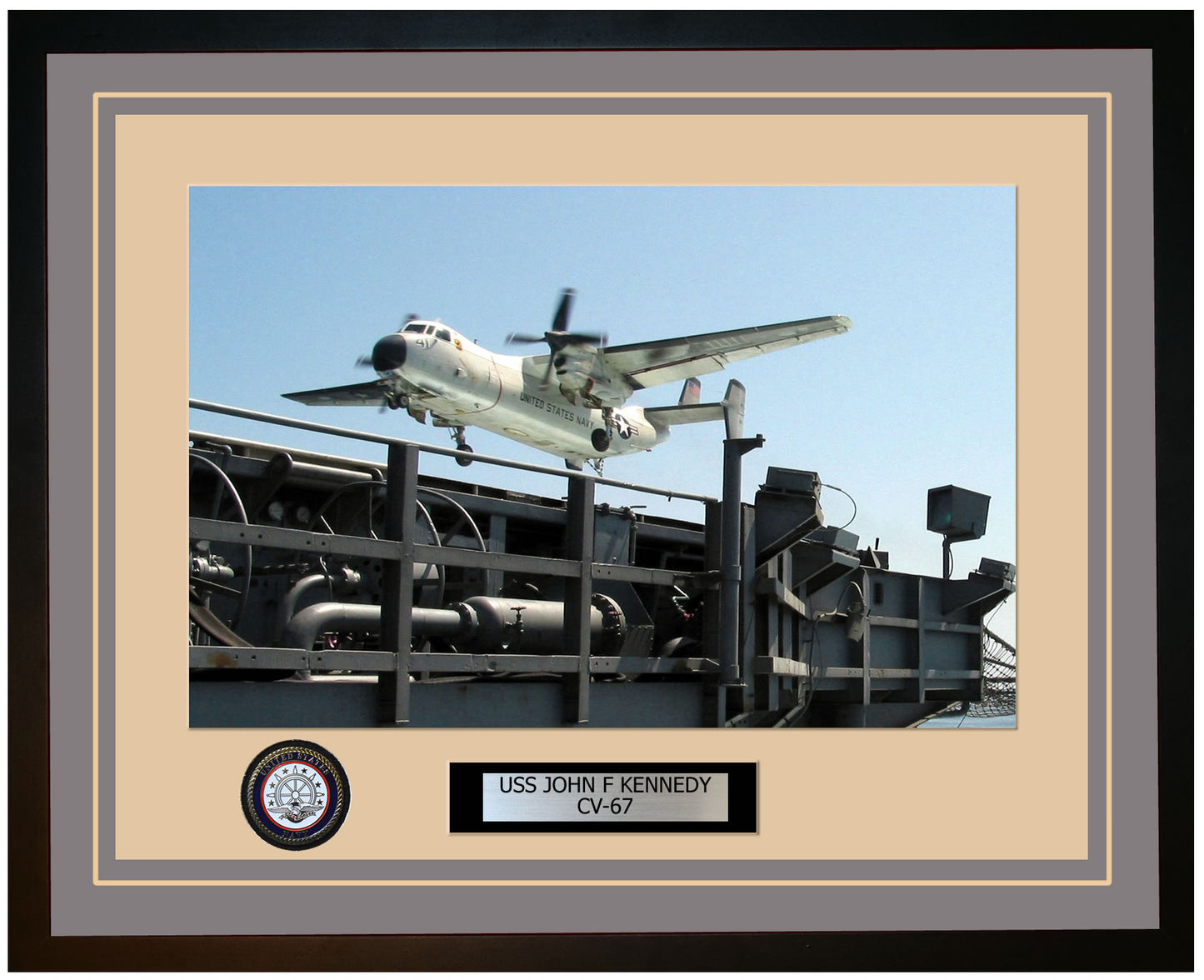 USS JOHN F KENNEDY CV-67 Framed Navy Ship Photo Grey