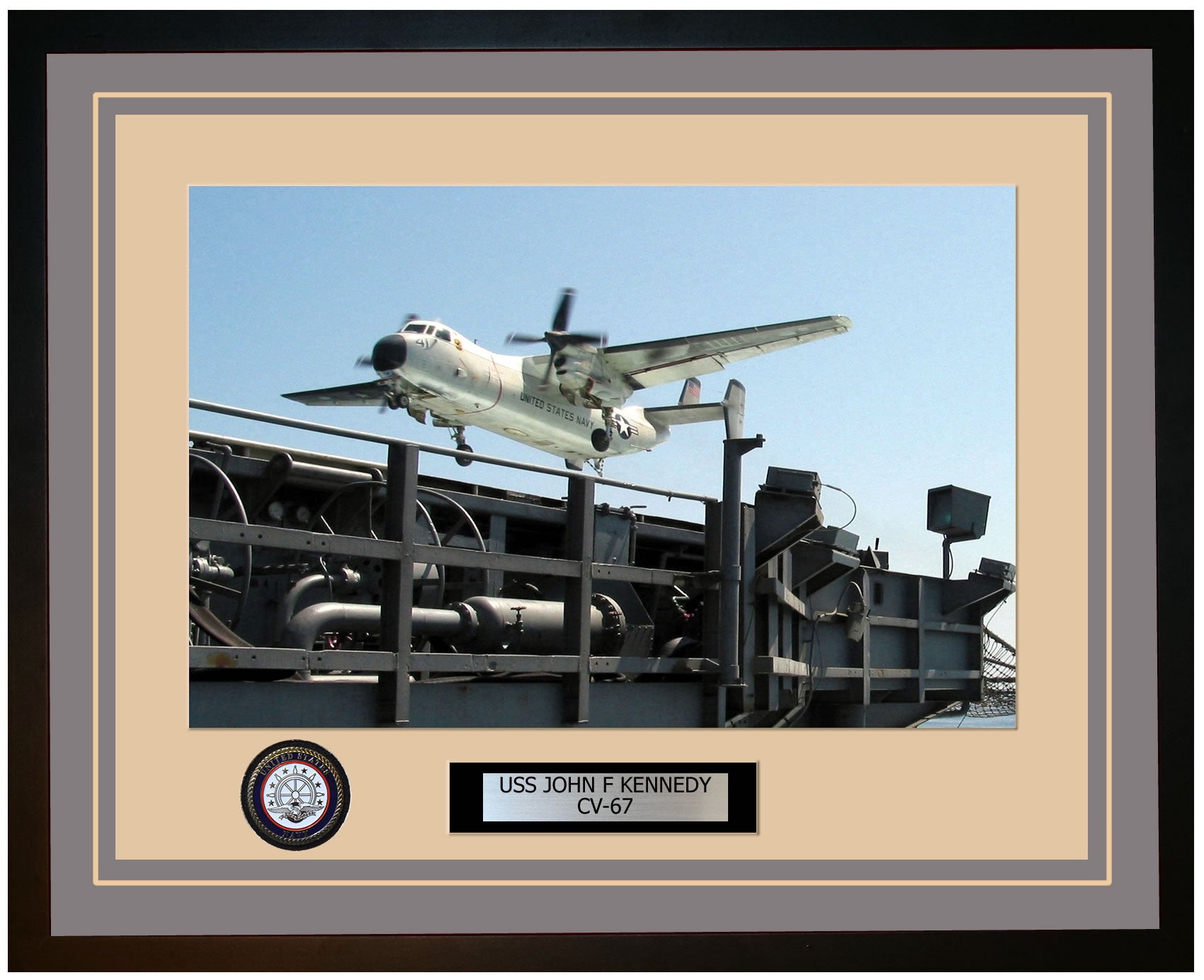 USS JOHN F KENNEDY CV-67 Framed Navy Ship Photo Grey