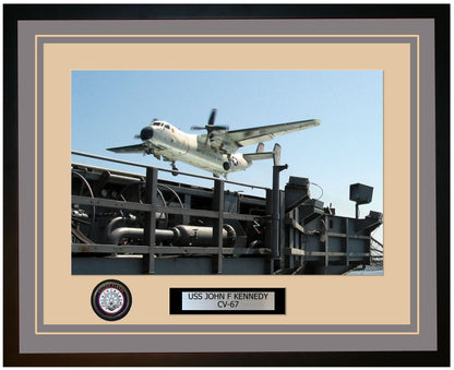 USS JOHN F KENNEDY CV-67 Framed Navy Ship Photo Grey