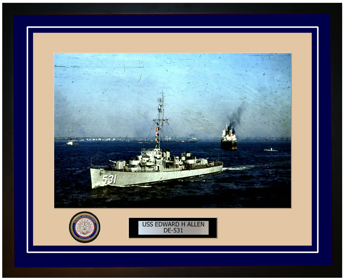 USS Edward H Allen DE-531 Framed Navy Ship Photo Blue