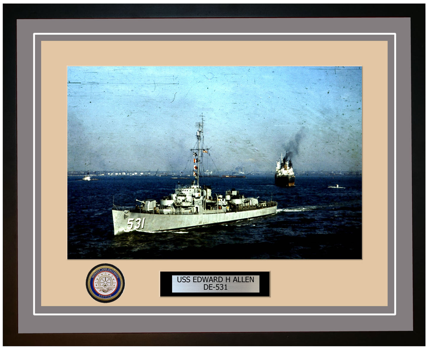 USS Edward H Allen DE-531 Framed Navy Ship Photo Grey