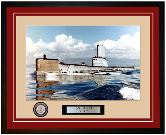 USS Sterlet SS-392 Framed Navy Ship Photo Burgundy