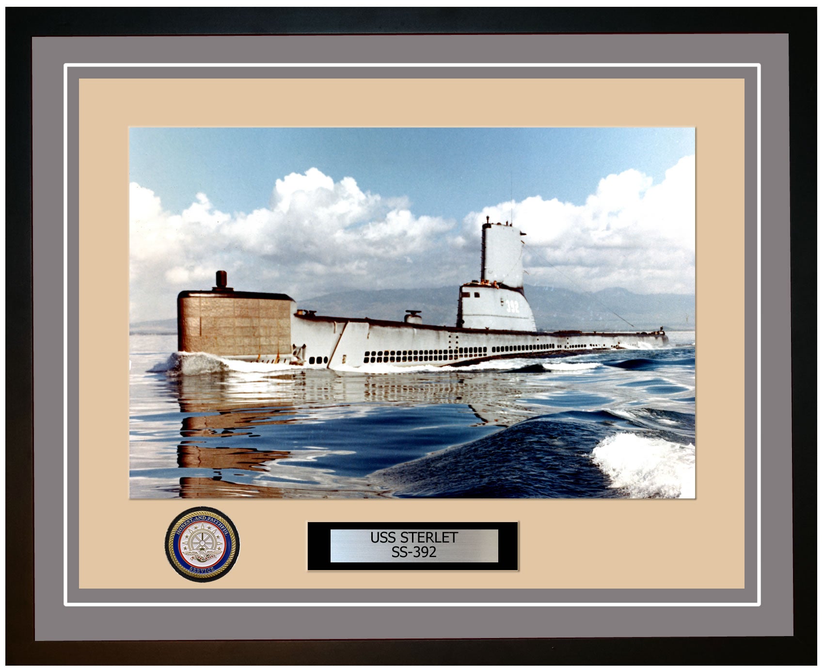 USS Sterlet SS-392 Framed Navy Ship Photo Grey