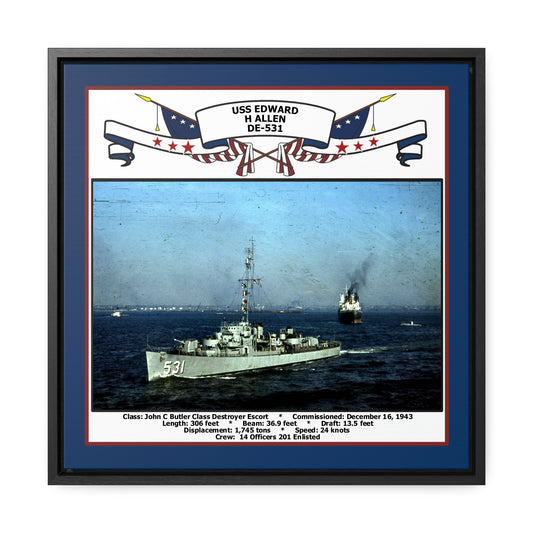 USS Edward H Allen DE-531 Navy Floating Frame Photo Front View