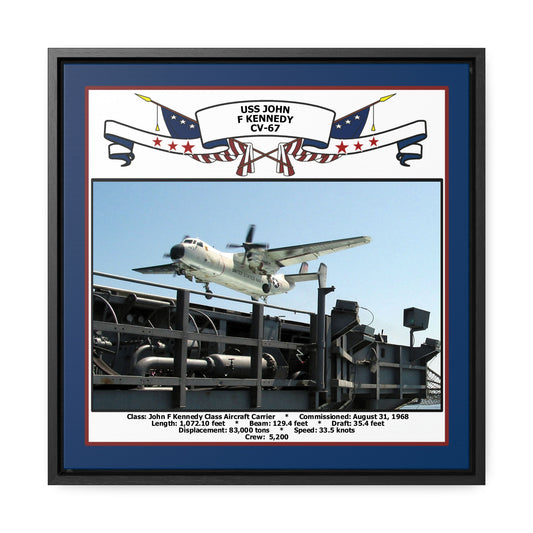 USS John F Kennedy CV-67 Navy Floating Frame Photo Front View