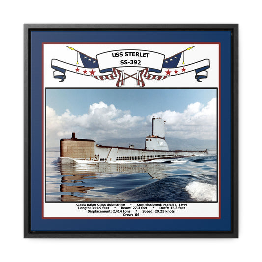 USS Sterlet SS-392 Navy Floating Frame Photo Front View