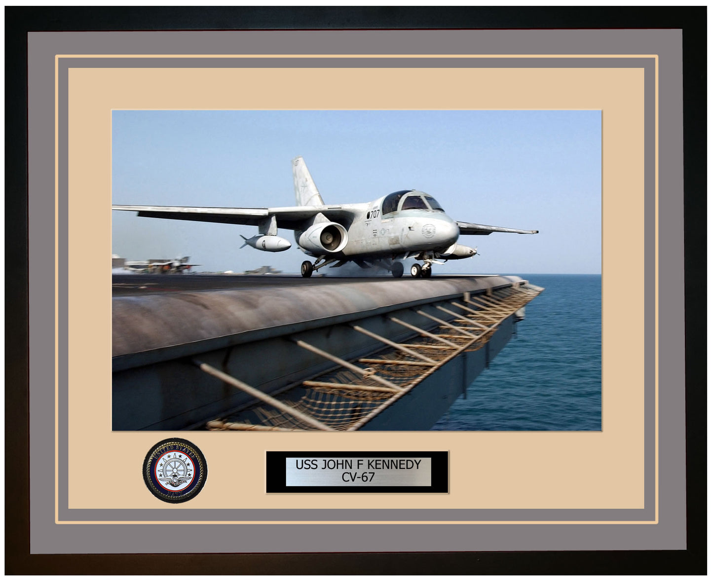 USS JOHN F KENNEDY CV-67 Framed Navy Ship Photo Grey