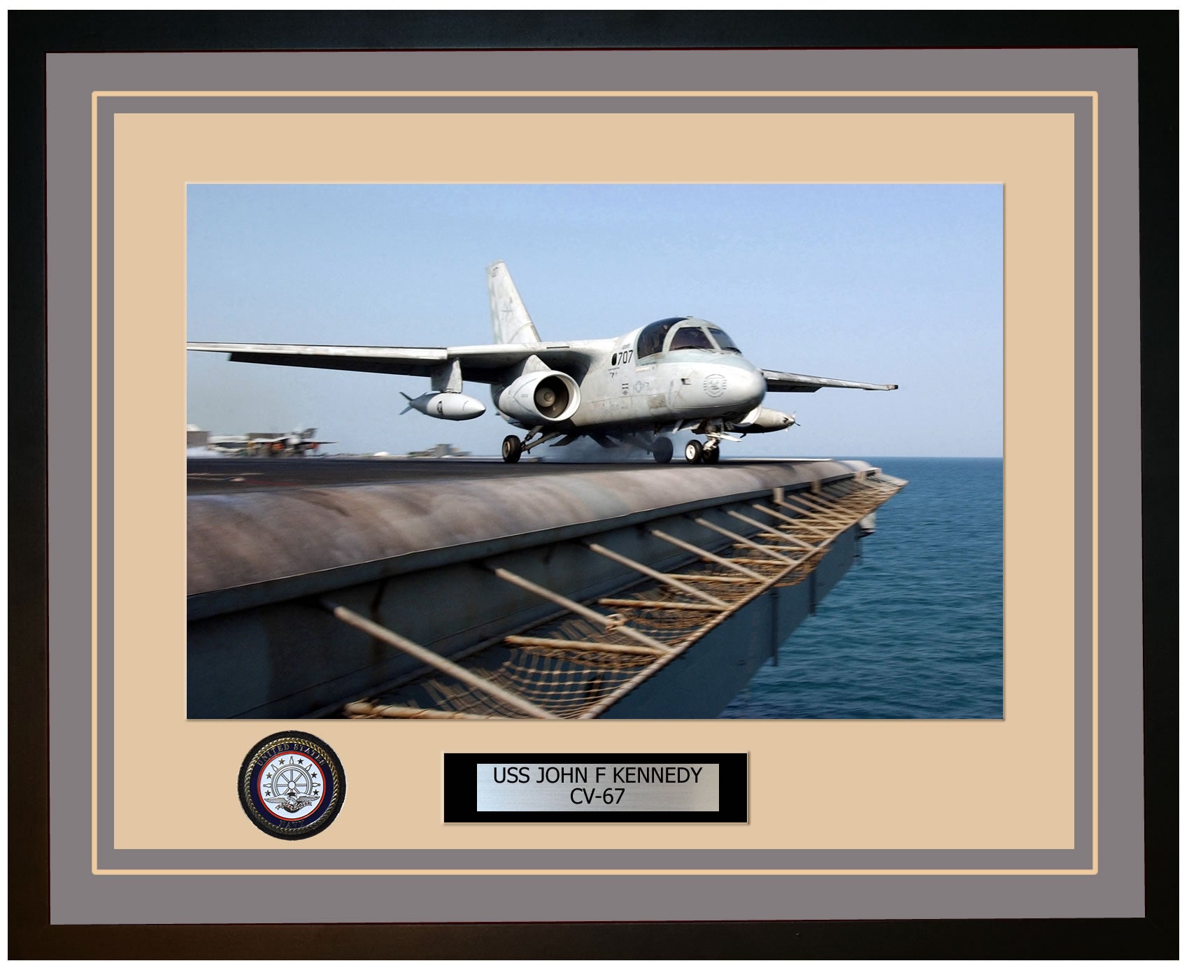 USS JOHN F KENNEDY CV-67 Framed Navy Ship Photo Grey