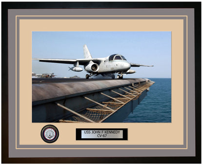 USS JOHN F KENNEDY CV-67 Framed Navy Ship Photo Grey