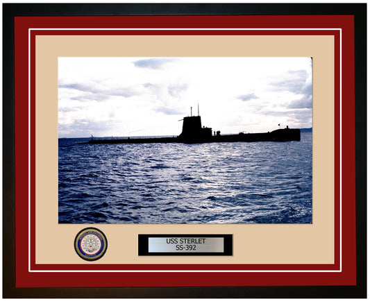 USS Sterlet SS-392 Framed Navy Ship Photo Burgundy