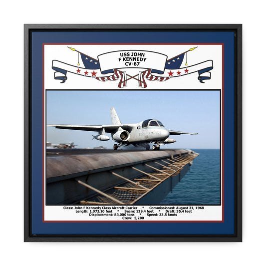 USS John F Kennedy CV-67 Navy Floating Frame Photo Front View