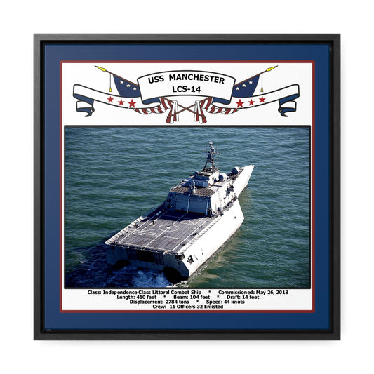 USS Manchester LCS-14 Navy Floating Frame Photo Front View