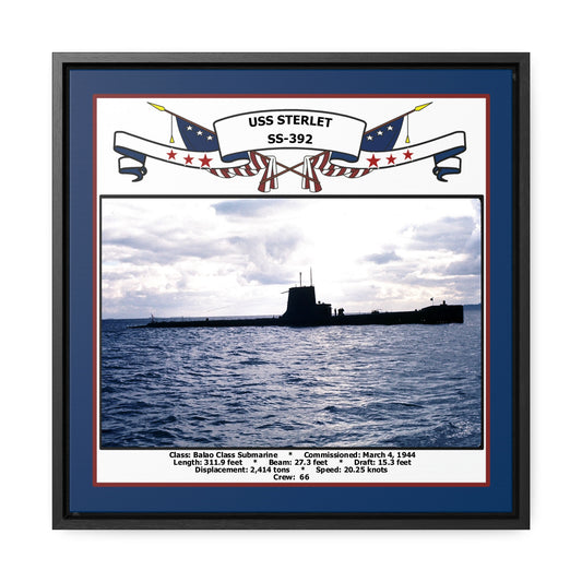 USS Sterlet SS-392 Navy Floating Frame Photo Front View