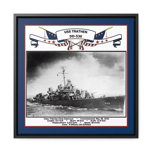 USS Trathen DD-530 Navy Floating Frame Photo Front View