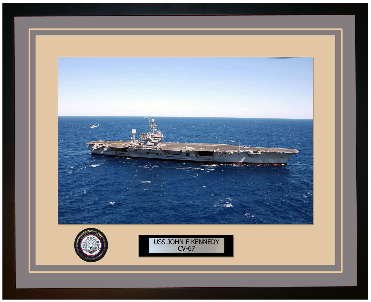 USS JOHN F KENNEDY CV-67 Framed Navy Ship Photo Grey