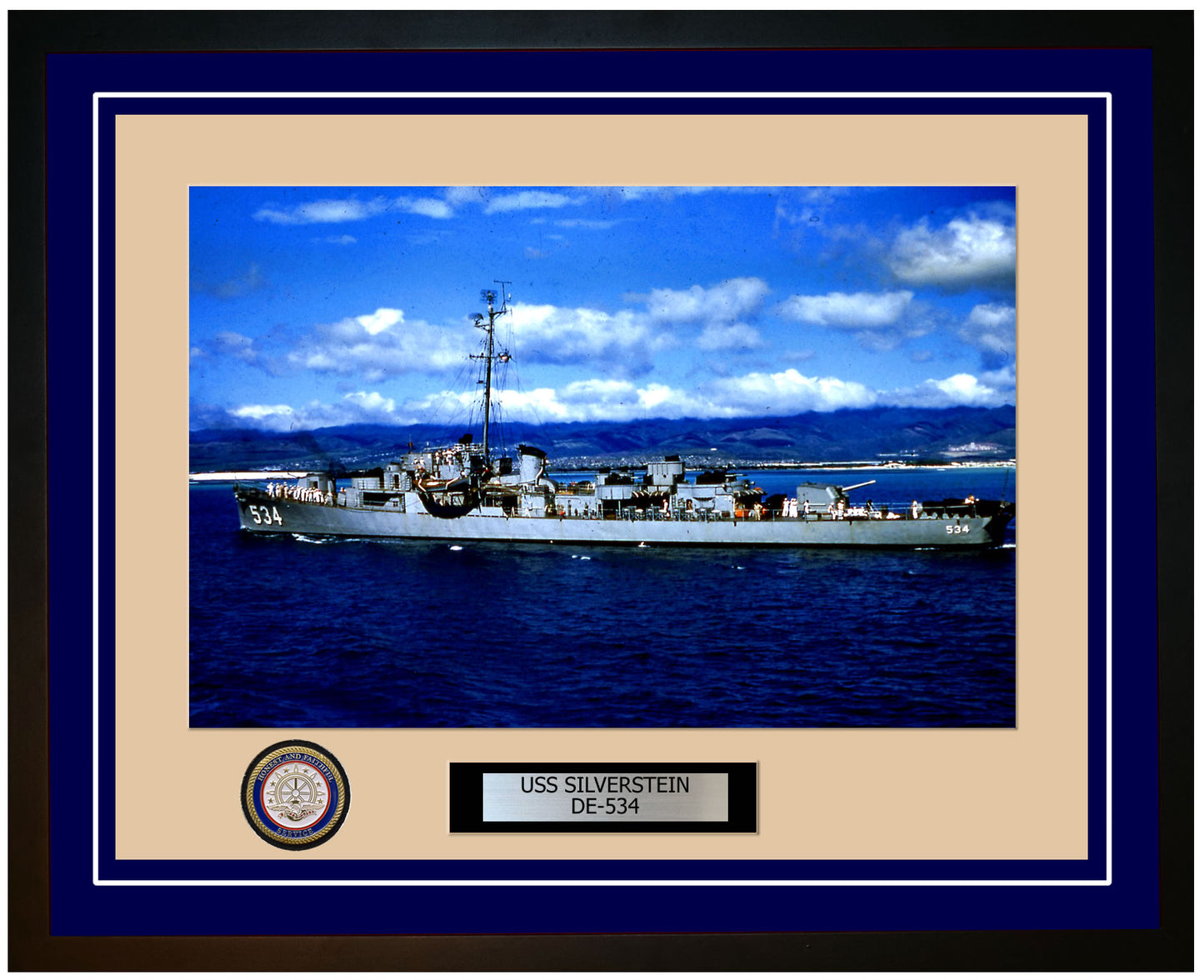 USS Silverstein DE-534 Framed Navy Ship Photo Blue