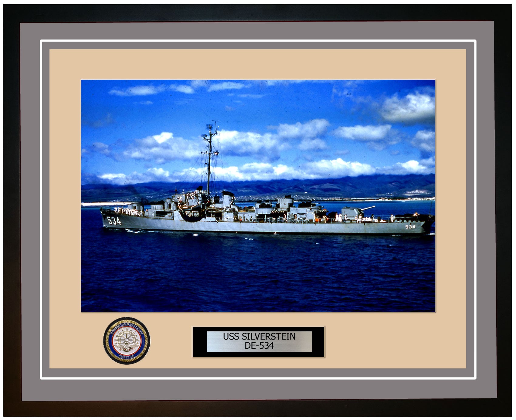 USS Silverstein DE-534 Framed Navy Ship Photo Grey