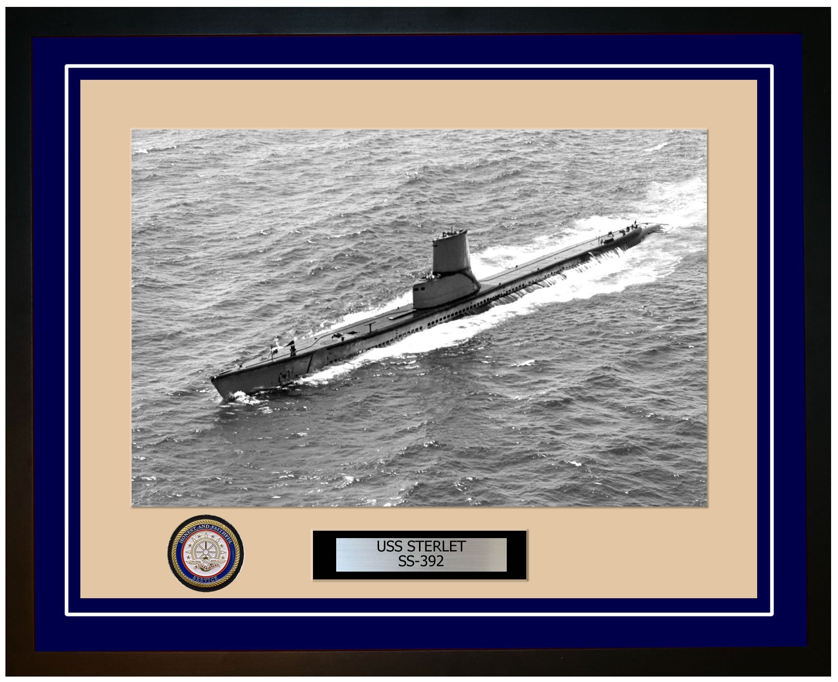 USS Sterlet SS-392 Framed Navy Ship Photo Blue