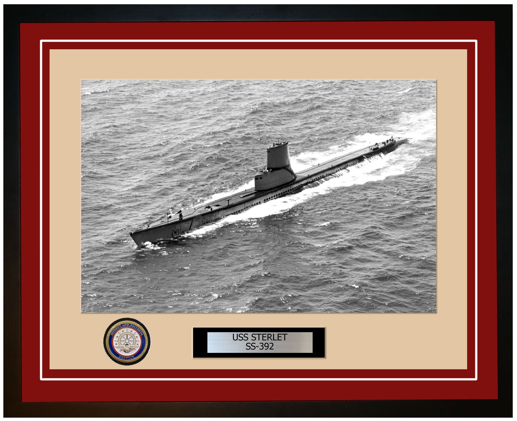 USS Sterlet SS-392 Framed Navy Ship Photo Burgundy