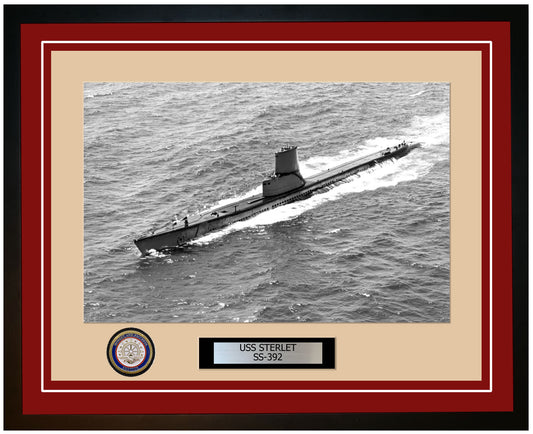 USS Sterlet SS-392 Framed Navy Ship Photo Burgundy