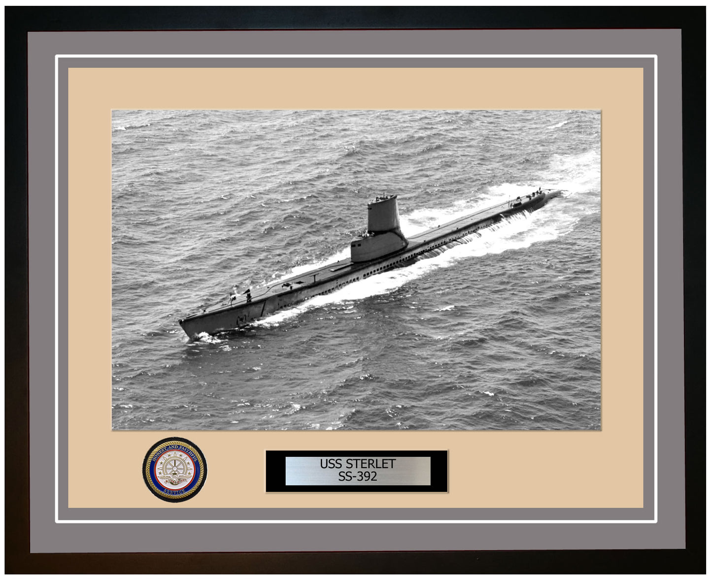 USS Sterlet SS-392 Framed Navy Ship Photo Grey