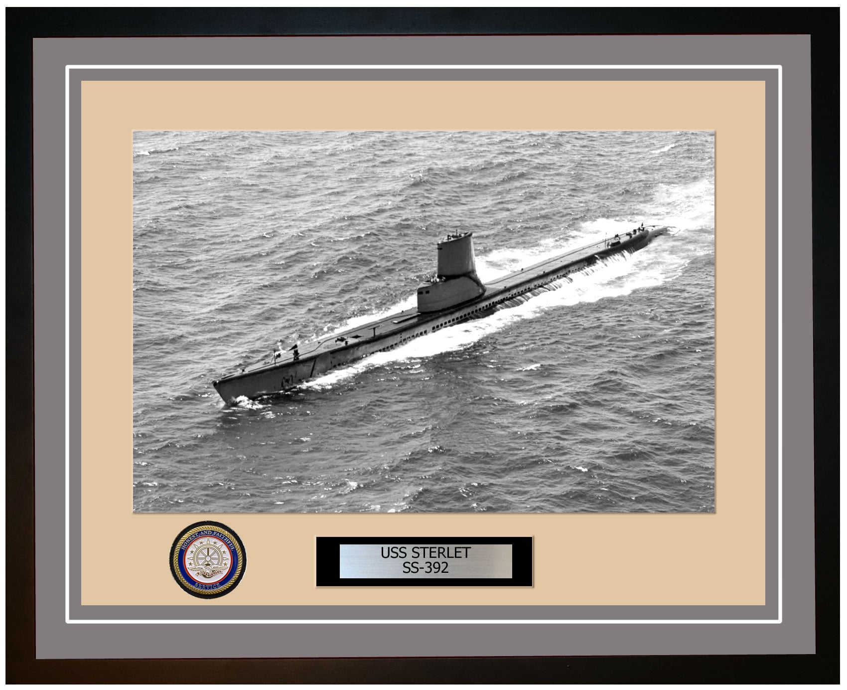 USS Sterlet SS-392 Framed Navy Ship Photo Grey