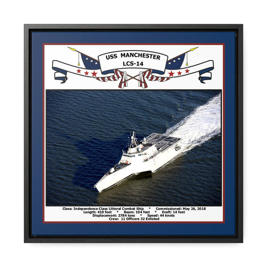 USS Manchester LCS-14 Navy Floating Frame Photo Front View