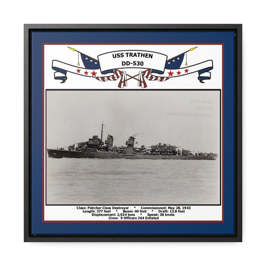 USS Trathen DD-530 Navy Floating Frame Photo Front View