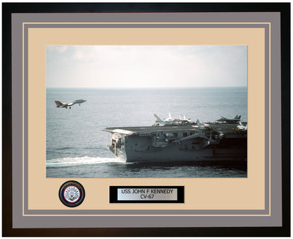 USS JOHN F KENNEDY CV-67 Framed Navy Ship Photo Grey