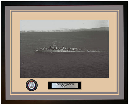 USS HAZELWOOD DD-531 Framed Navy Ship Photo Grey