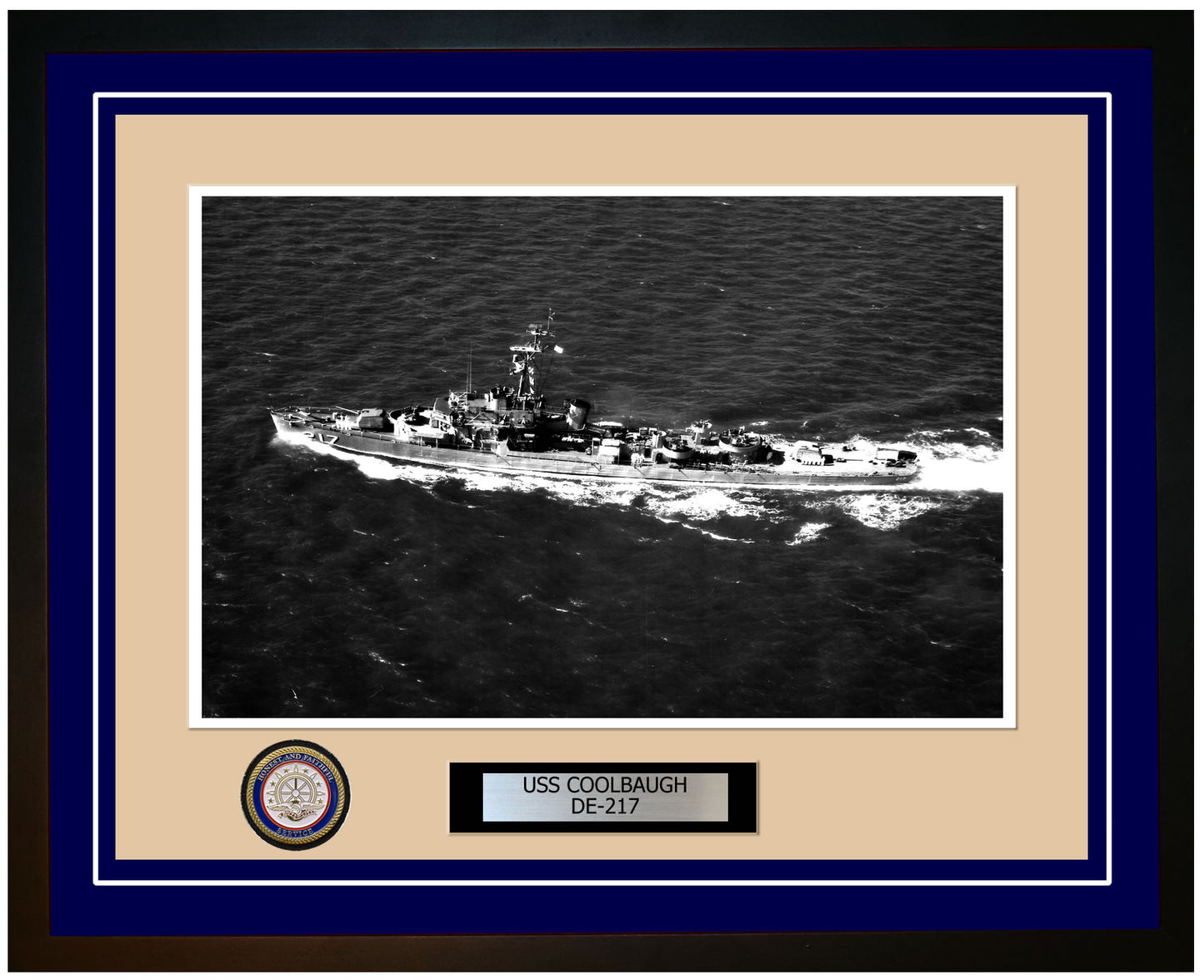 USS Coolbaugh DE-217 Framed Navy Ship Photo Blue