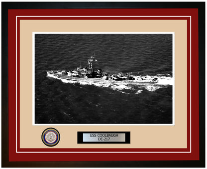 USS Coolbaugh DE-217 Framed Navy Ship Photo Burgundy