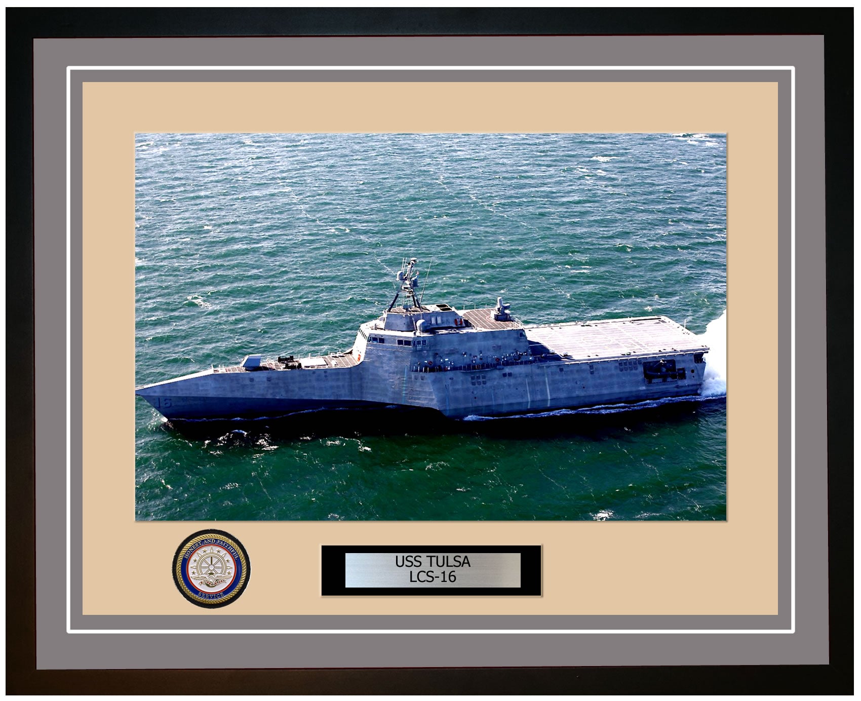 USS Tulsa LCS-16 Framed Navy Ship Photo Grey