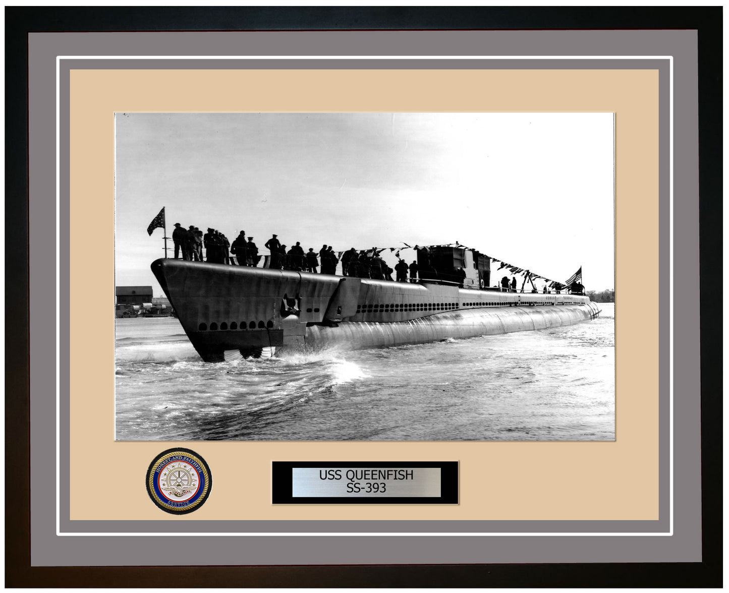 USS Queenfish SS-393 Framed Navy Ship Photo Grey