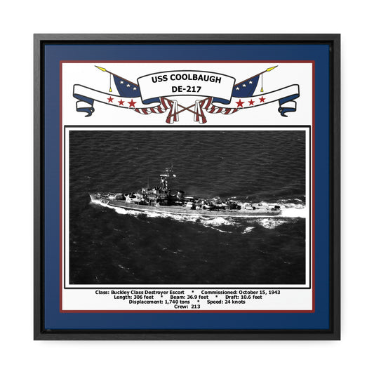 USS Coolbaugh DE-217 Navy Floating Frame Photo Front View