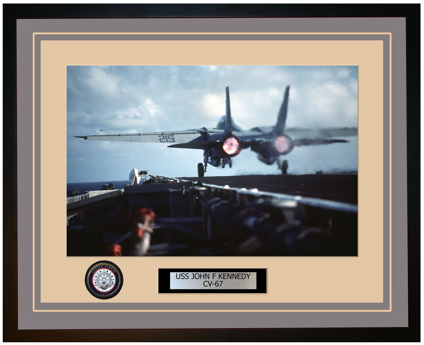 USS JOHN F KENNEDY CV-67 Framed Navy Ship Photo Grey
