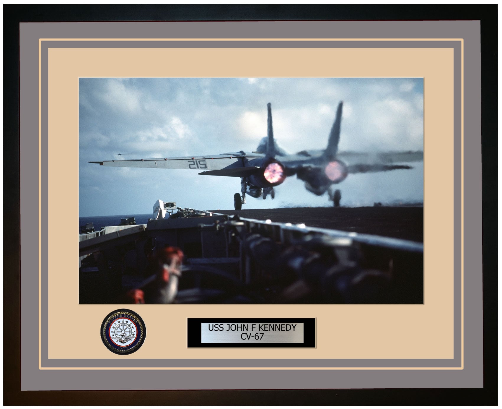 USS JOHN F KENNEDY CV-67 Framed Navy Ship Photo Grey