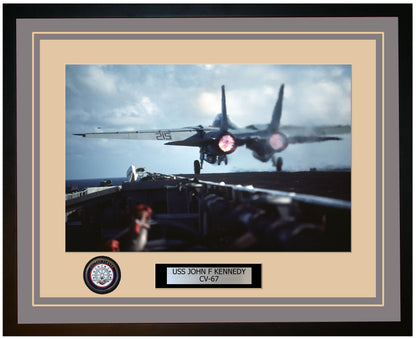 USS JOHN F KENNEDY CV-67 Framed Navy Ship Photo Grey
