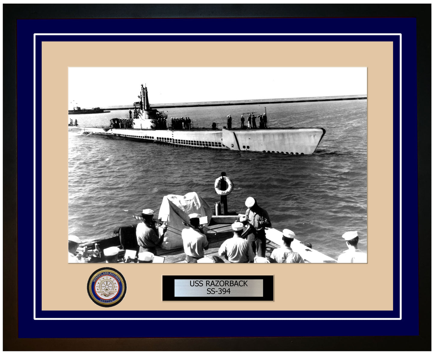 USS Razorback SS-394 Framed Navy Ship Photo Blue