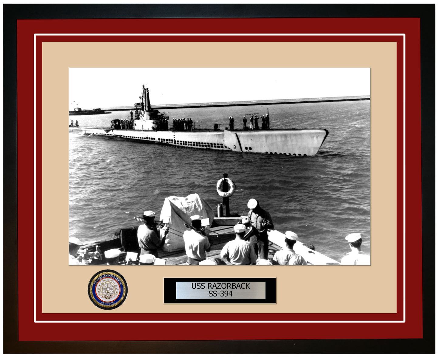 USS Razorback SS-394 Framed Navy Ship Photo Burgundy