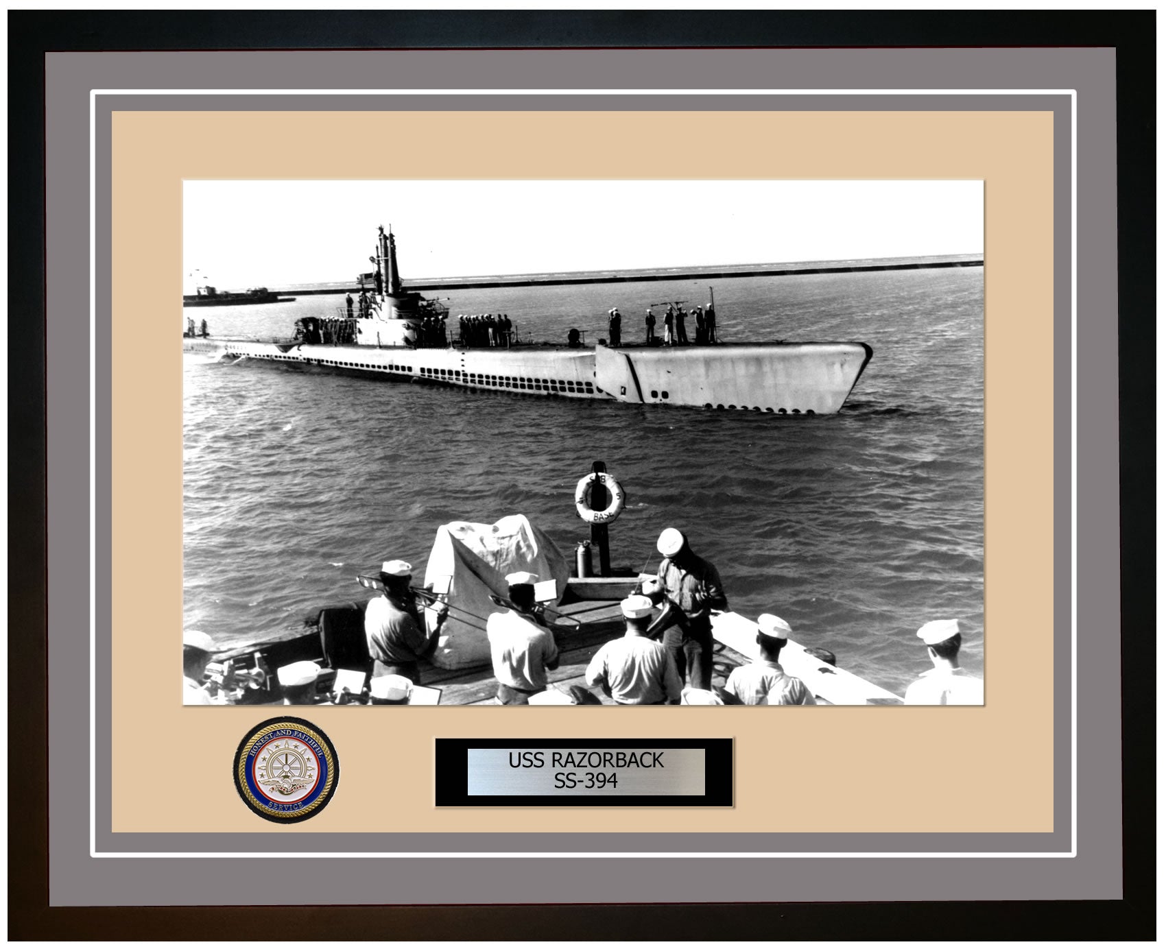 USS Razorback SS-394 Framed Navy Ship Photo Grey