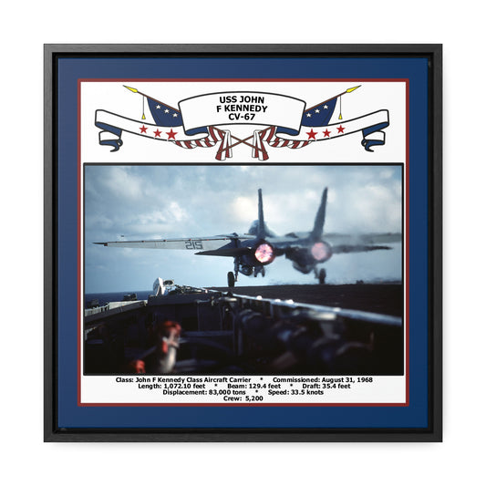 USS John F Kennedy CV-67 Navy Floating Frame Photo Front View